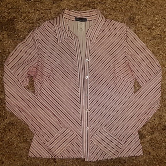 4/$20 | Fairweather Pink Striped Button Up Blouse - Picture 1 of 5